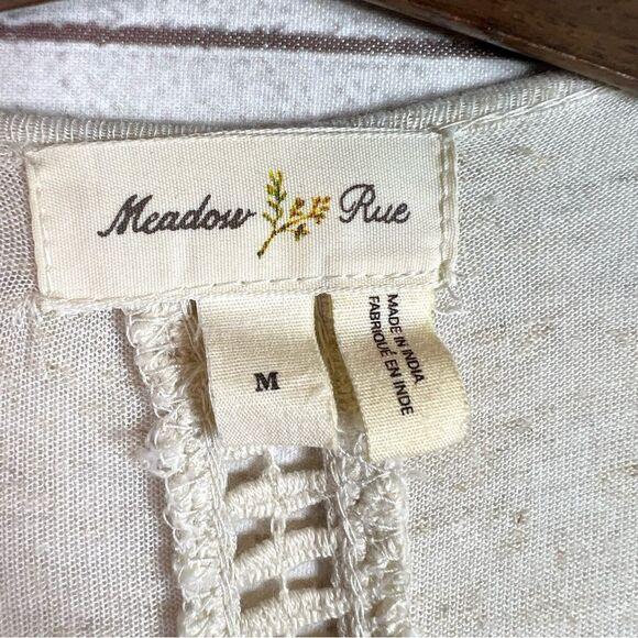 Anthropologie Meadow Rue Top Saba Embroidered Pullover Cutout Lace Blouse Size M - Picture 8 of 11